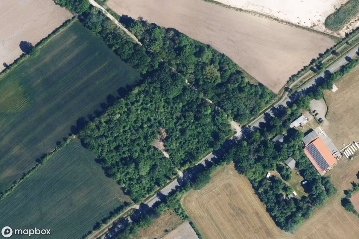 Satelitní letecký pohled na Bunker, opuštěné Bunkr v Friedeburg, Německo