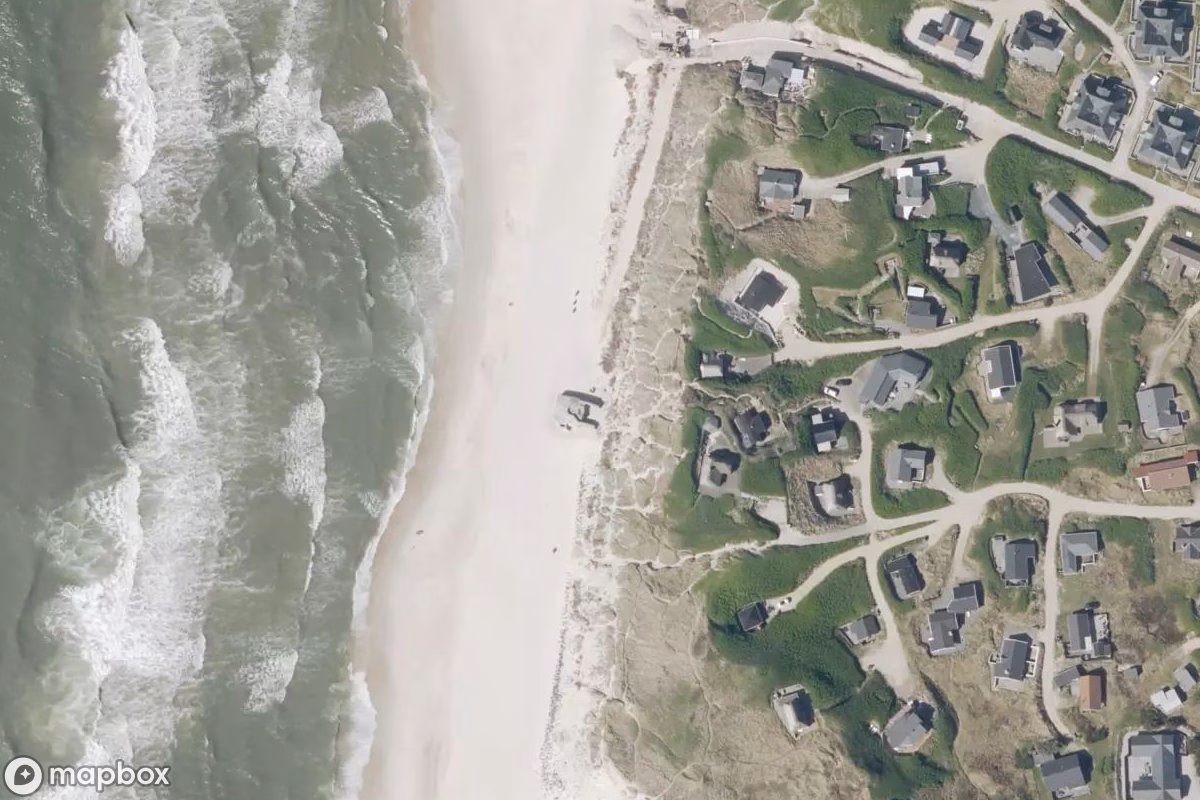 Aerial satellite view of Bunker, an abandoned Bunker in Søndervig, Denmark