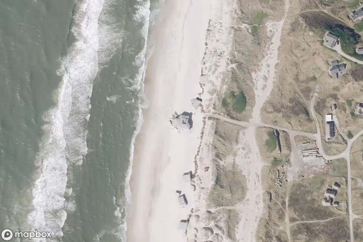 Aerial satellite view of Bunker, an abandoned Bunker in Ringkøbing-Skjern Municipality, Denmark