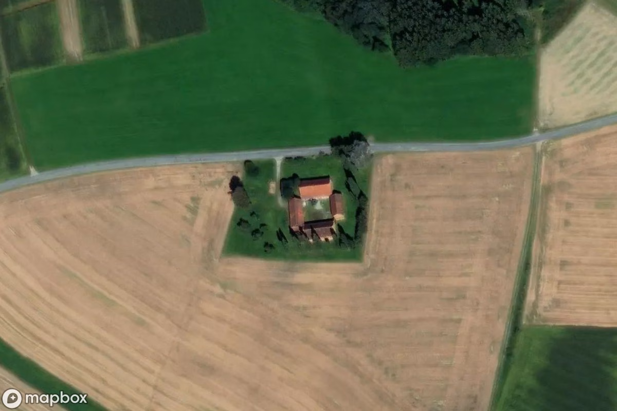 Aerial satellite view of Bauernhof, an abandoned Farm in Tann, Germany
