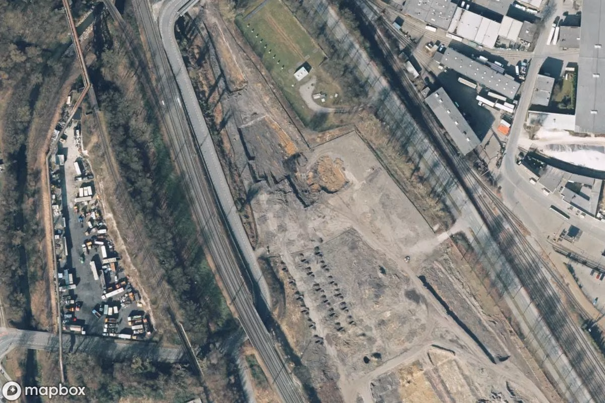 Aerial satellite view of Stellwerk, an abandoned Factory in Dortmund, Germany