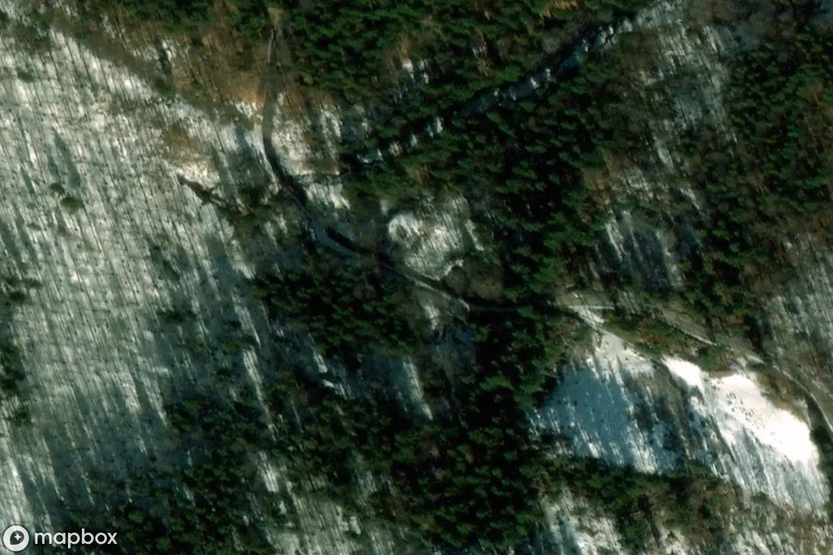 Aerial satellite view of Uranmine Kletno, an abandoned Mine in Janowa Góra, Poland