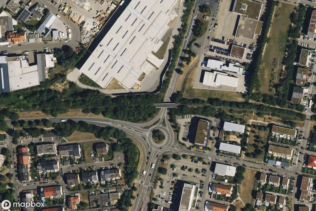 Satellitenansicht von Bahntrasse, eine verlassene  in Viernheim, Deutschland