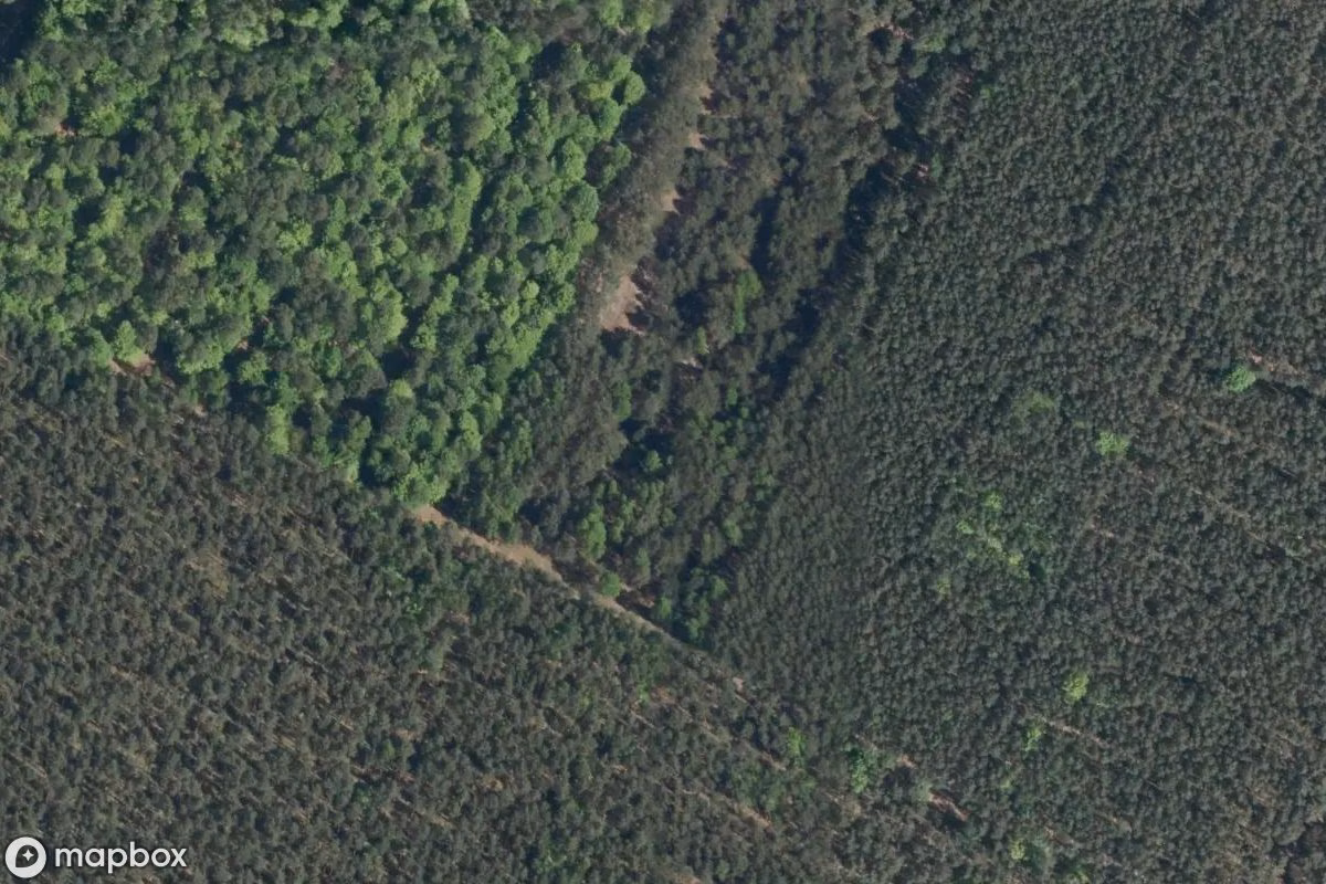 Satellietbeeld vanuit de lucht van Lagerbunker, een verlaten Bunker in Berkenbrück, Duitsland