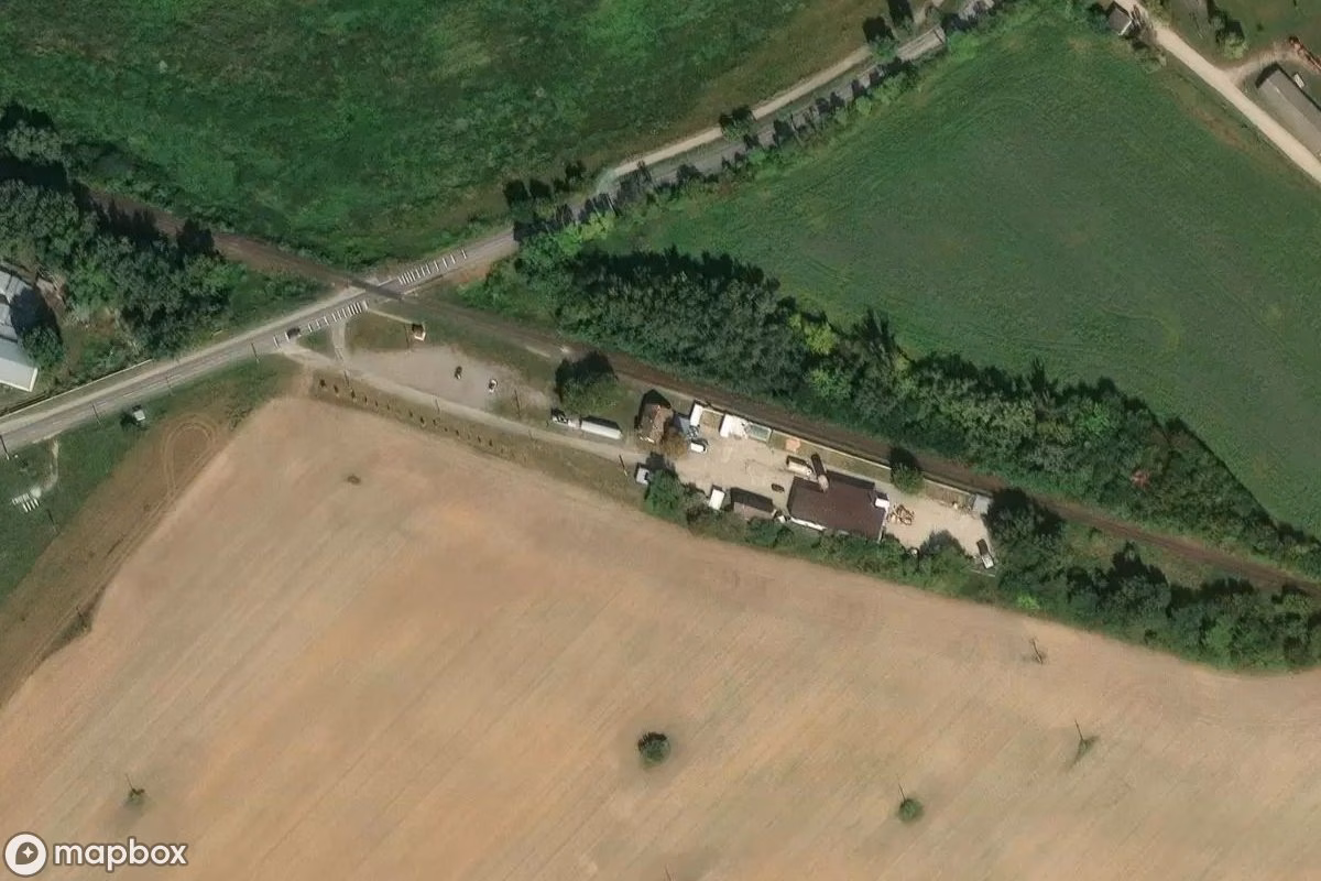 Aerial satellite view of Haus und Waggon, an abandoned  in Dolný Bar, Slovakia