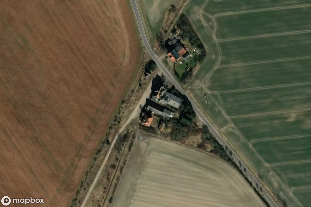 Satelitní letecký pohled na Bahnhof, opuštěné Nádraží v Salzwedel, Německo