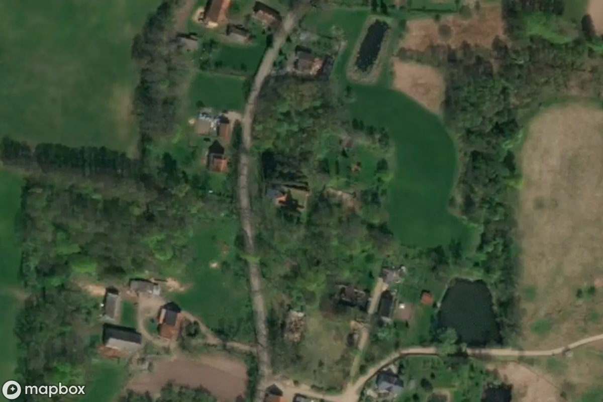 Satelitarny widok z lotu ptaka Kirchenruine 1823, opuszczone Kościół w Kobułty, Polska