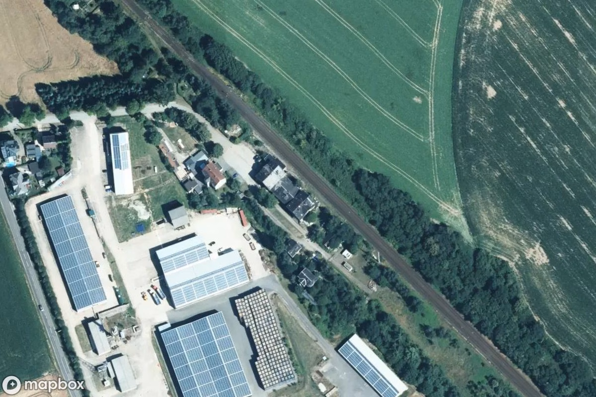 Vue aérienne satellite de Bahnhof, un Gare abandonné à Lunzenau, Allemagne