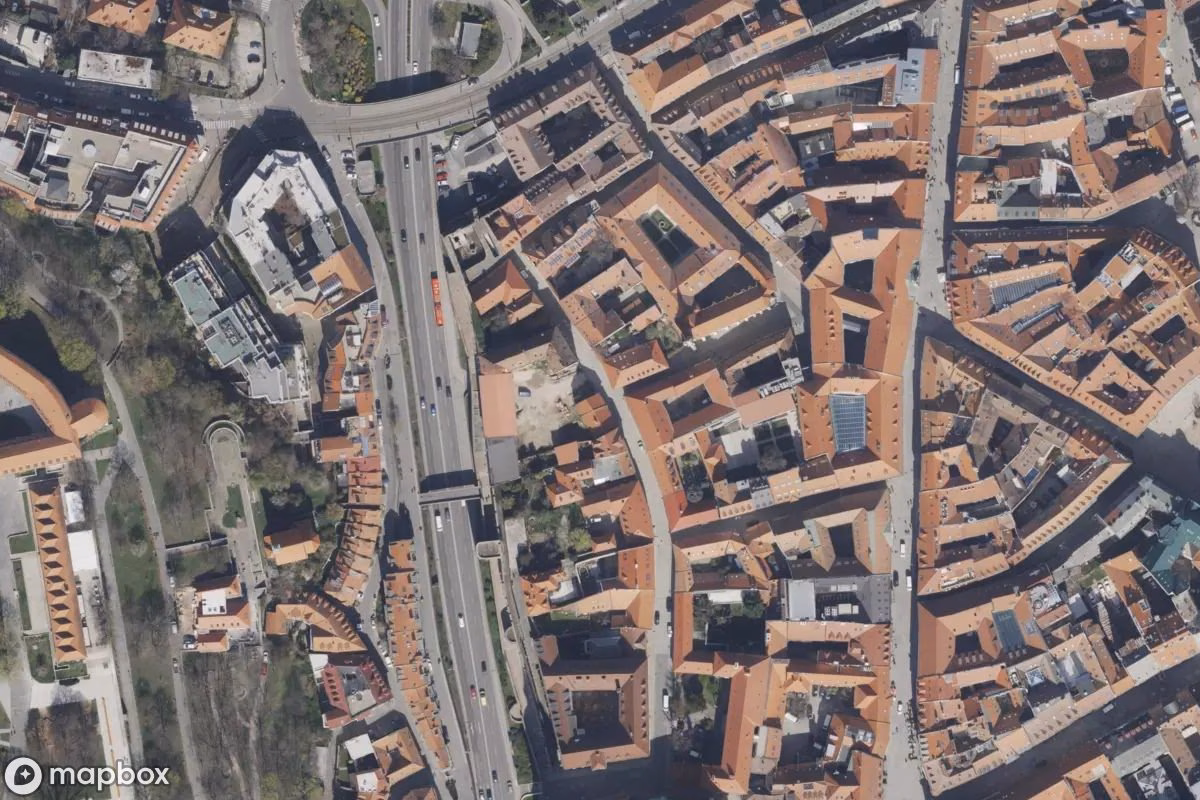 Aerial satellite view of Gebäude, an abandoned  in Bratislava, Slovakia