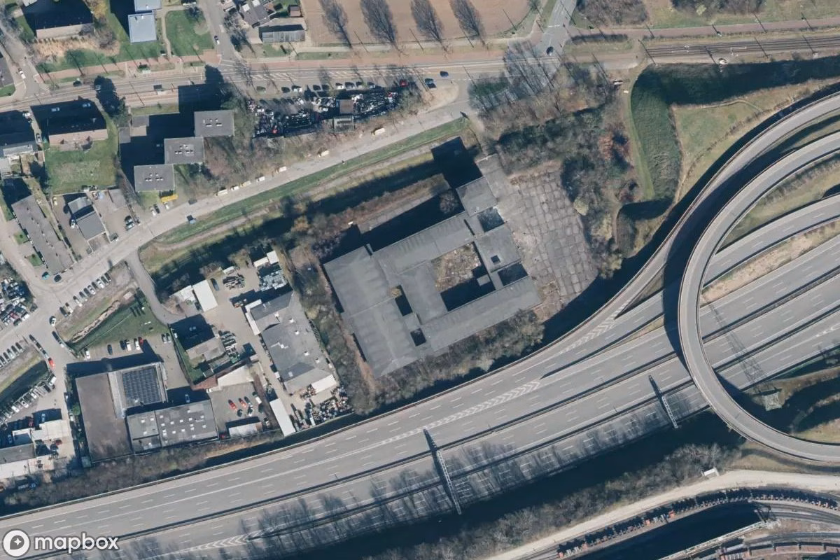 Műholdas légi felvétel Kleiderfabrik helyszínről, egy elhagyatott Gyár itt: Bochum, Németország