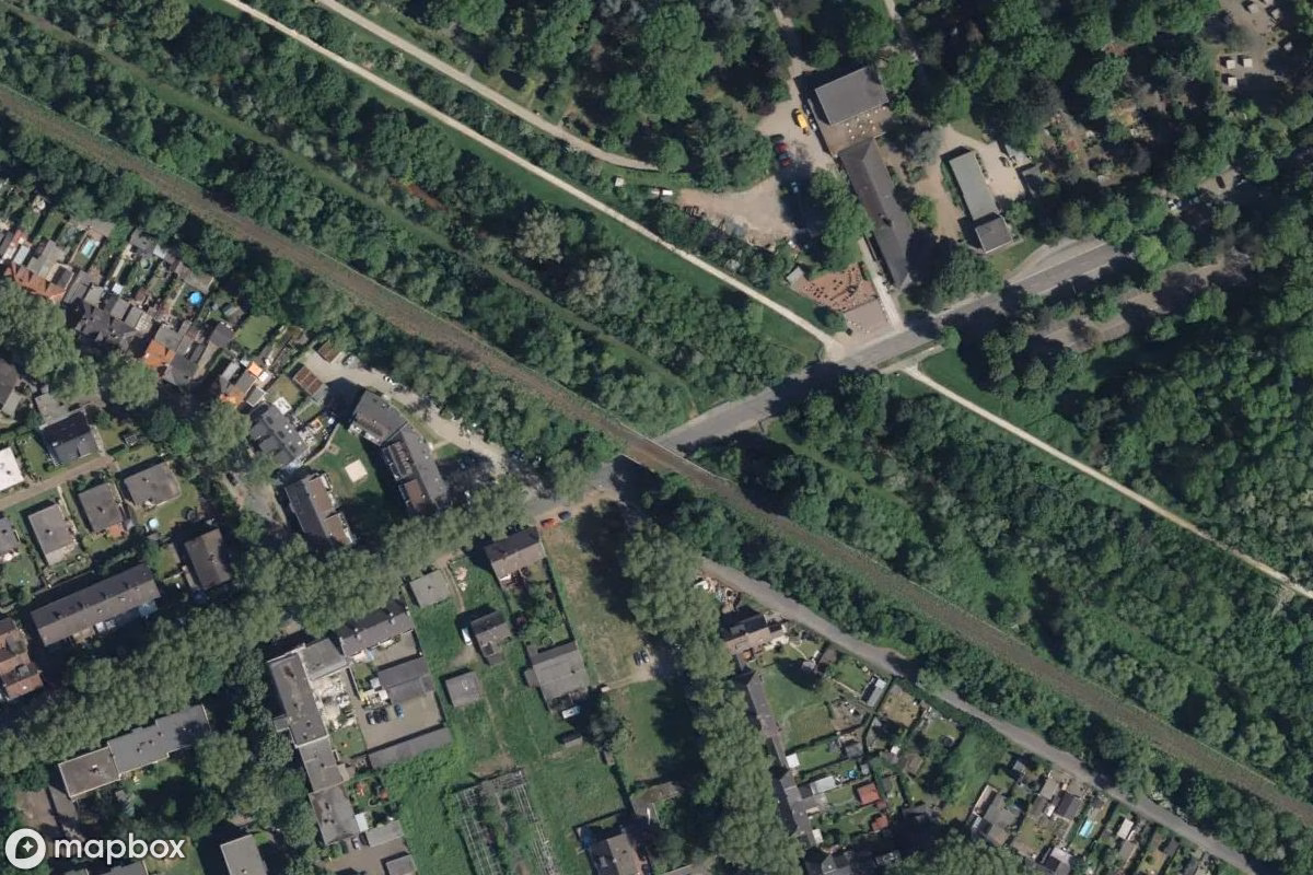 Aerial satellite view of Brücke, an abandoned Bridge in Duisburg, Germany