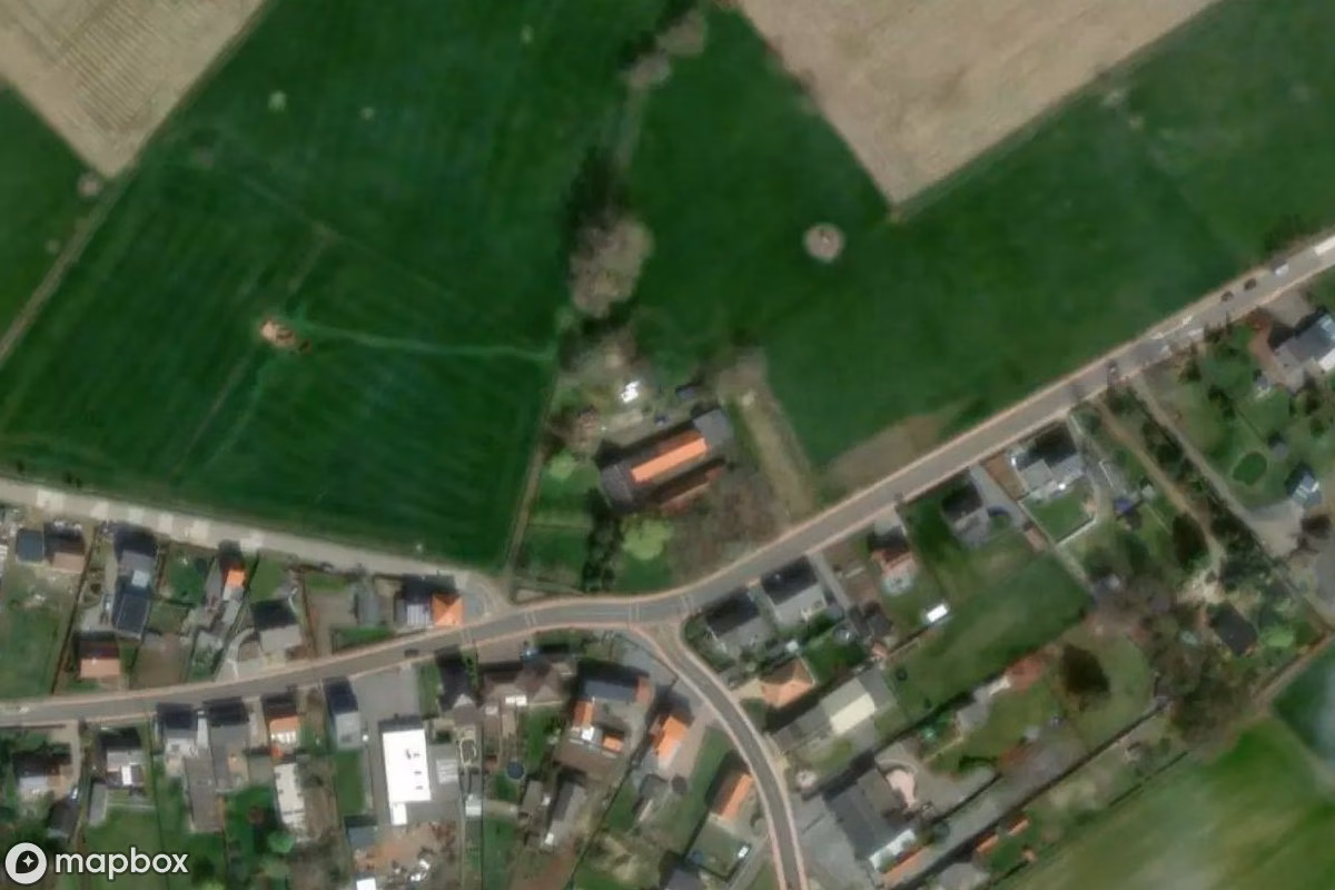 Aerial satellite view of Haus, an abandoned  in Tielt, Belgium