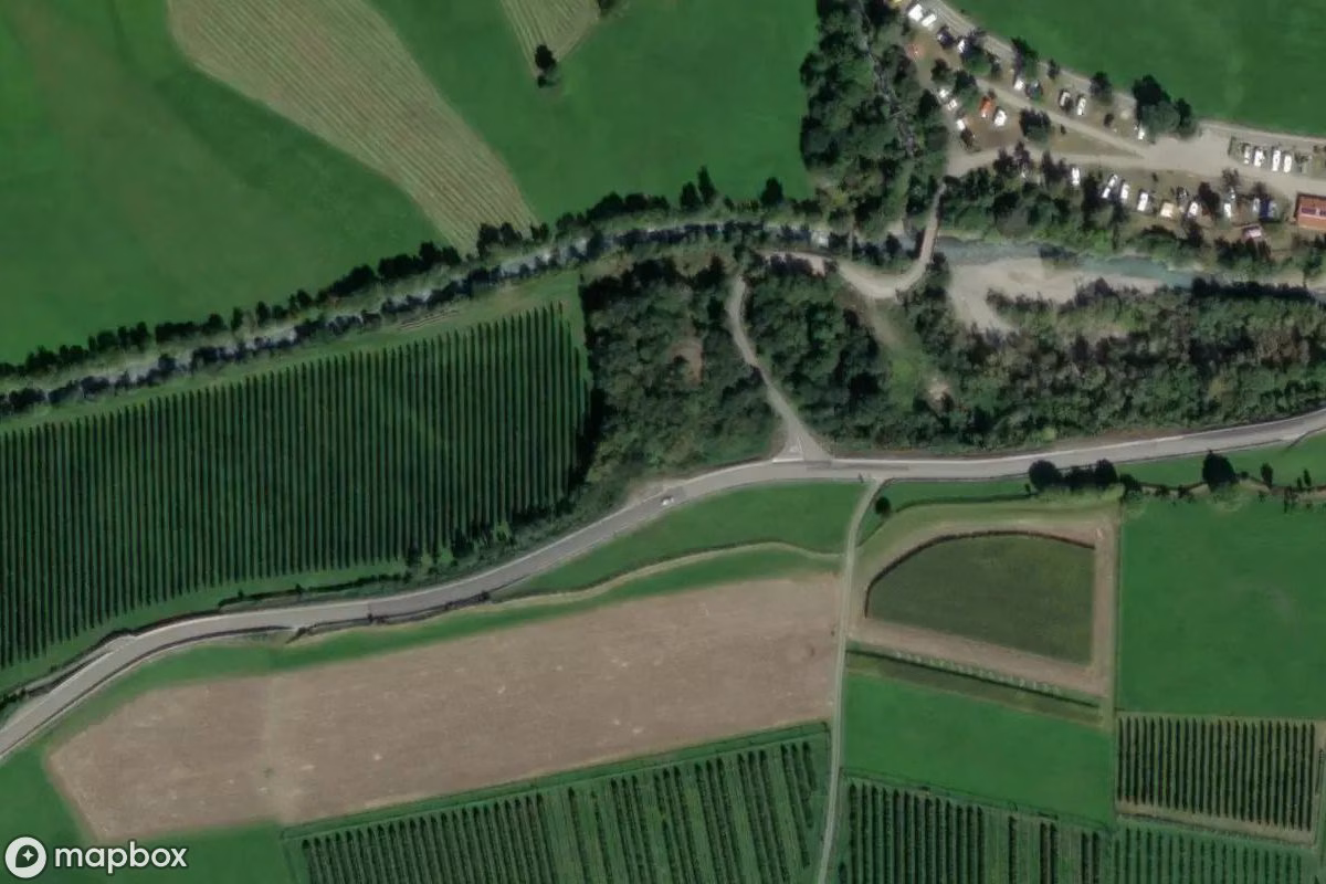 Aerial satellite view of Bunker, an abandoned Bunker in Glurns - Glorenza, Italy