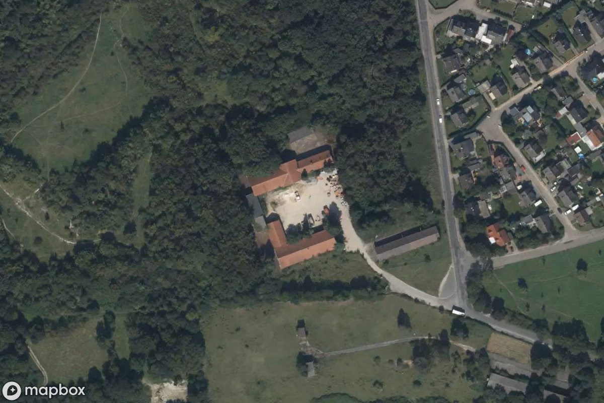 Aerial satellite view of Mannschaftsgebäude, an abandoned  in Rheine, Germany