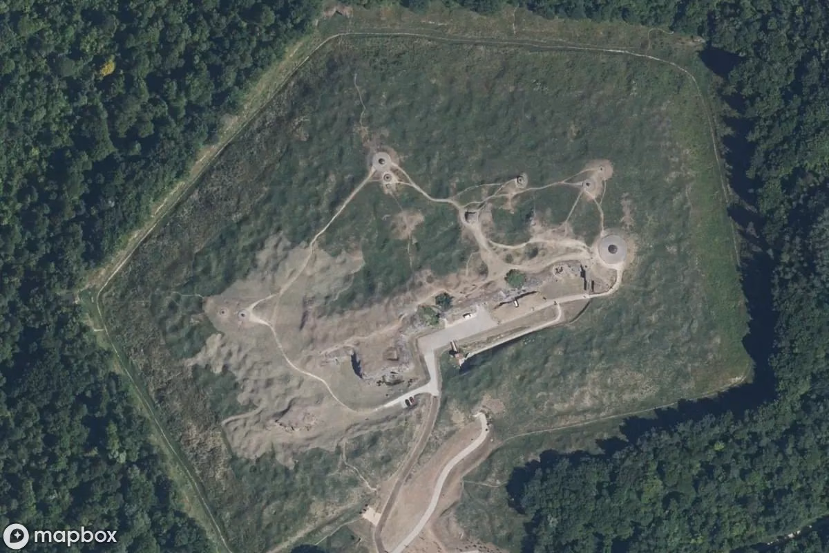 Aerial satellite view of Lost Place, an abandoned  in Douaumont-Vaux, France