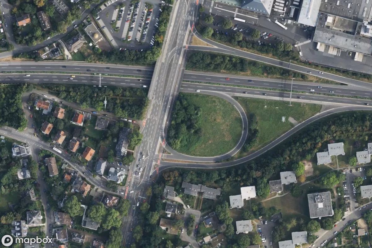 Aerial satellite view of Bunker, an abandoned Bunker in Wiesbaden, Germany