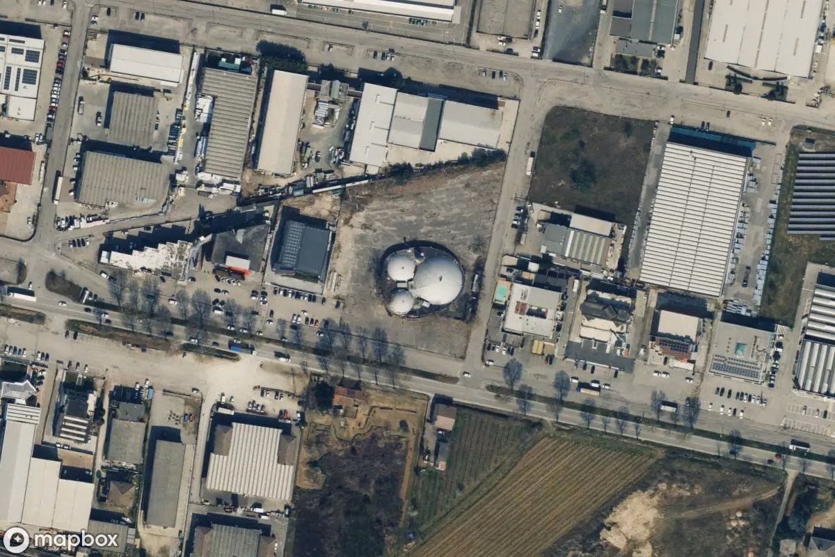 Aerial satellite view of Auto Dome, an abandoned  in Castelletto, Italy