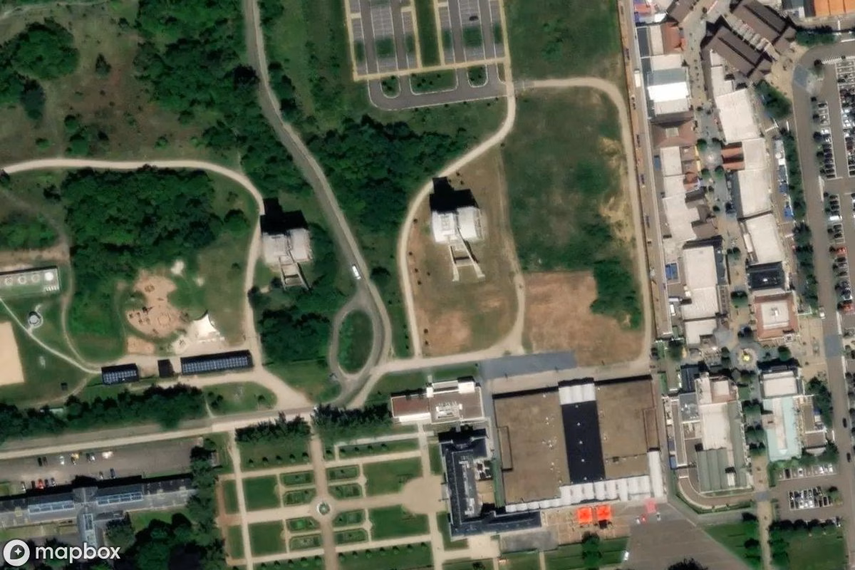 Satellietbeeld vanuit de lucht van Zeche, een verlaten Mijn in Maasmechelen, België