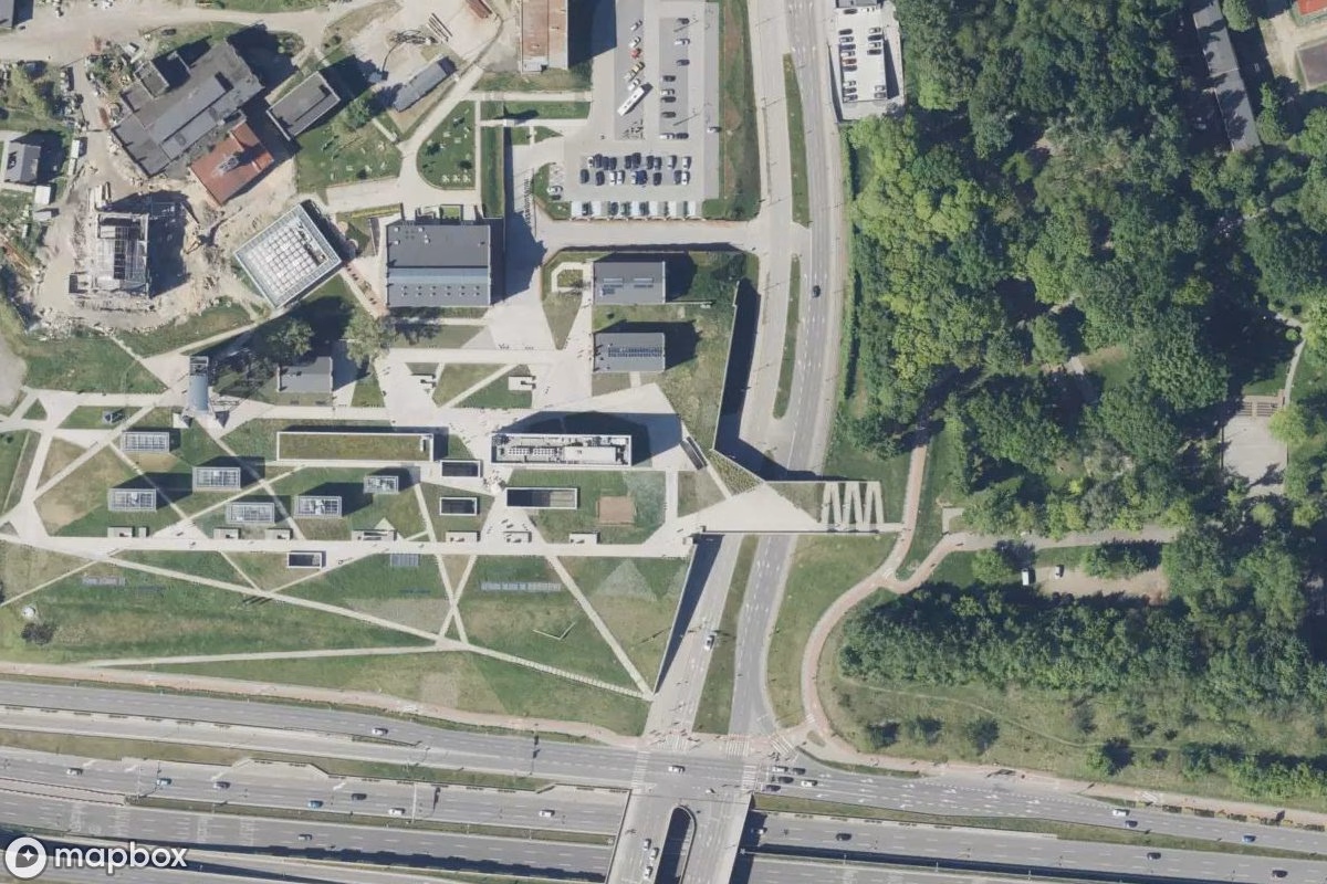 Satellitbild från luften av Museum Schlesien, en övergiven Museum i Katowice, Polen