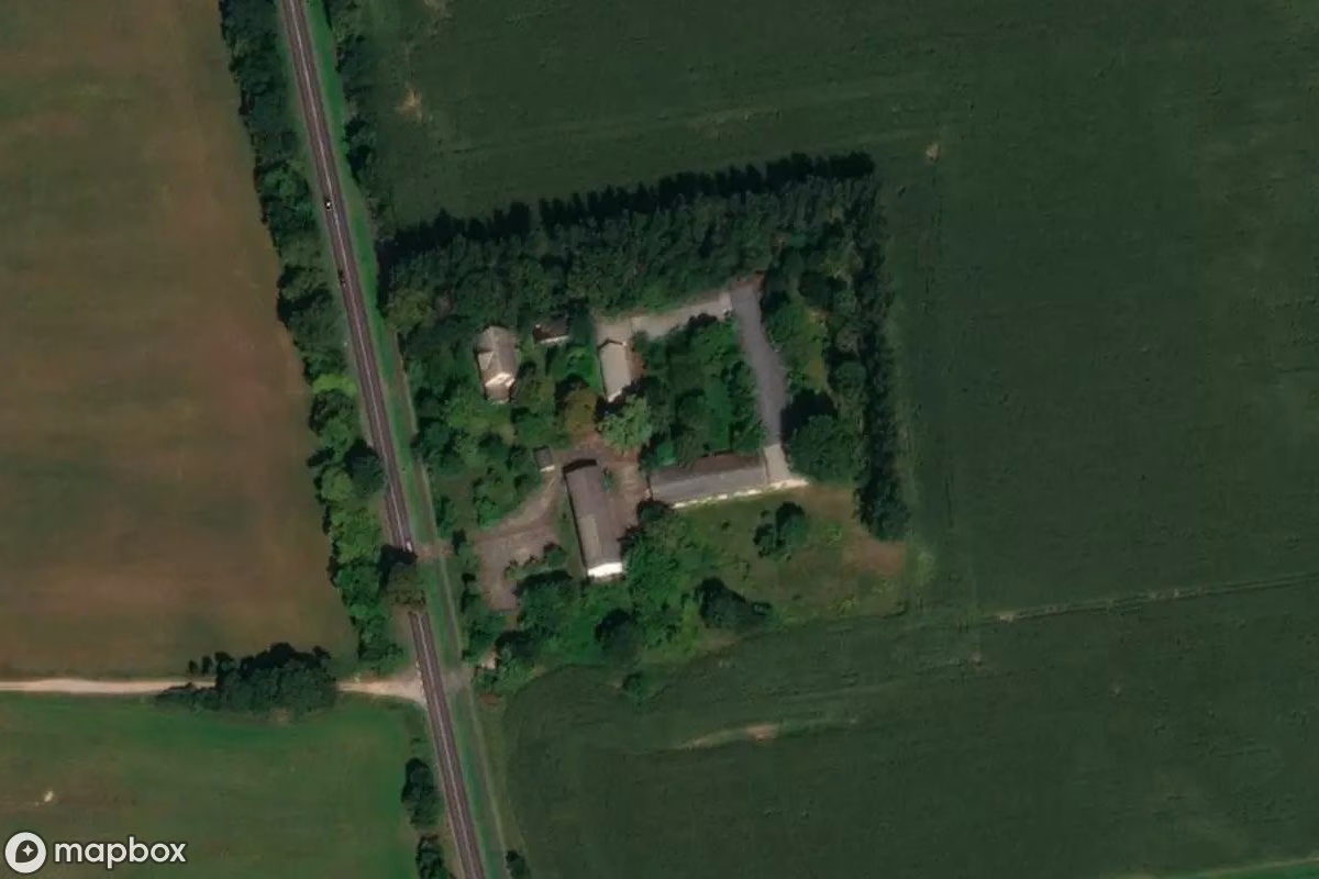 Vista aérea por satélite de Produktionsgebäude, un  abandonado en Frankfurt (Oder), Alemania