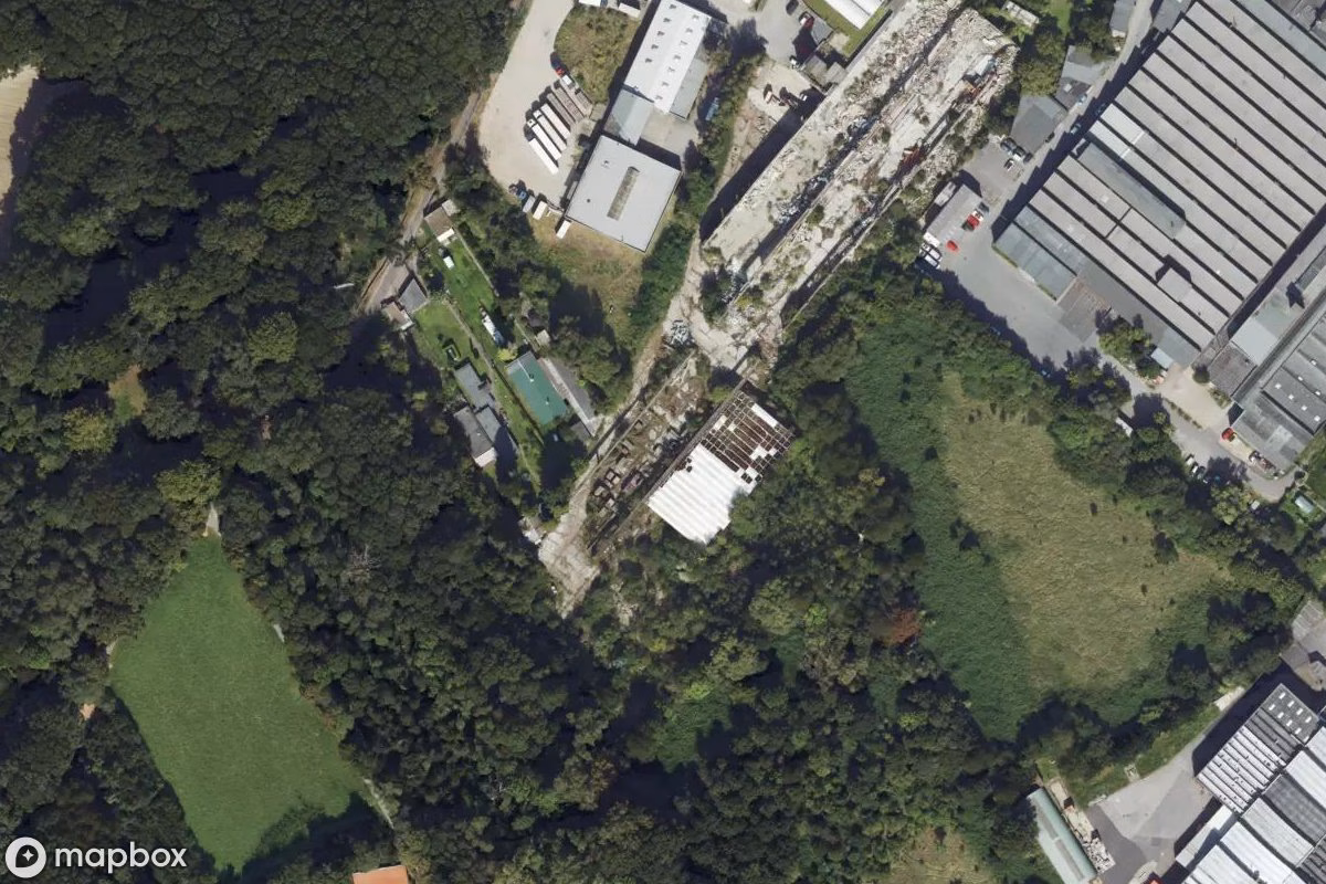 Satellitbillede set fra luften af Fabrik, et forladt Fabrik i Mönchengladbach, Tyskland