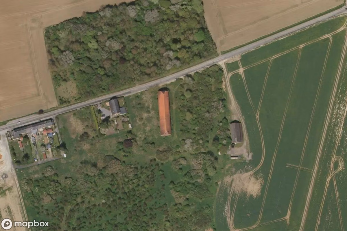 Aerial satellite view of Hof, an abandoned Farm in Chambry, France