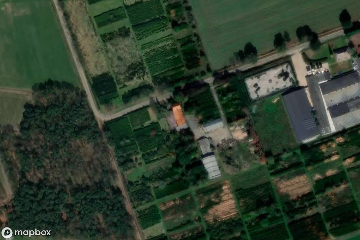 Aerial satellite view of Haus, an abandoned  in Peer, Belgium