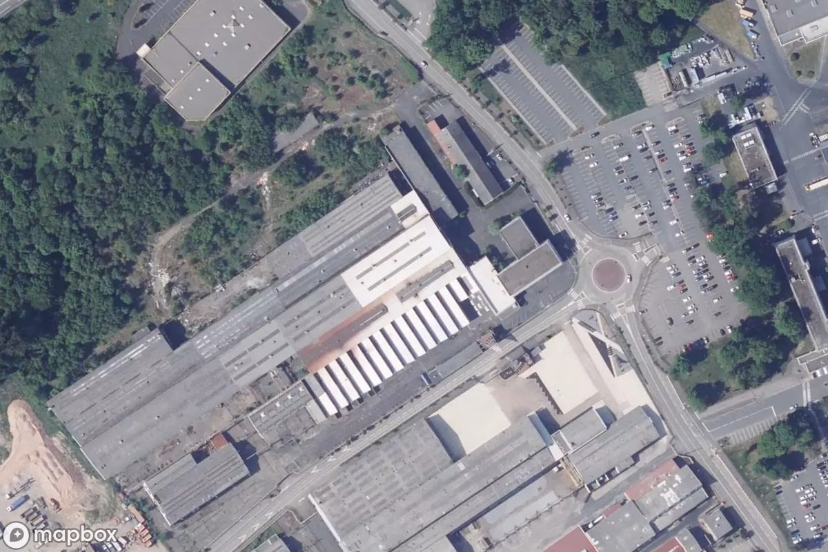 Satellitenansicht von Steel Tech Fabrik, eine verlassene Fabrik in Sarreguemines, Frankreich