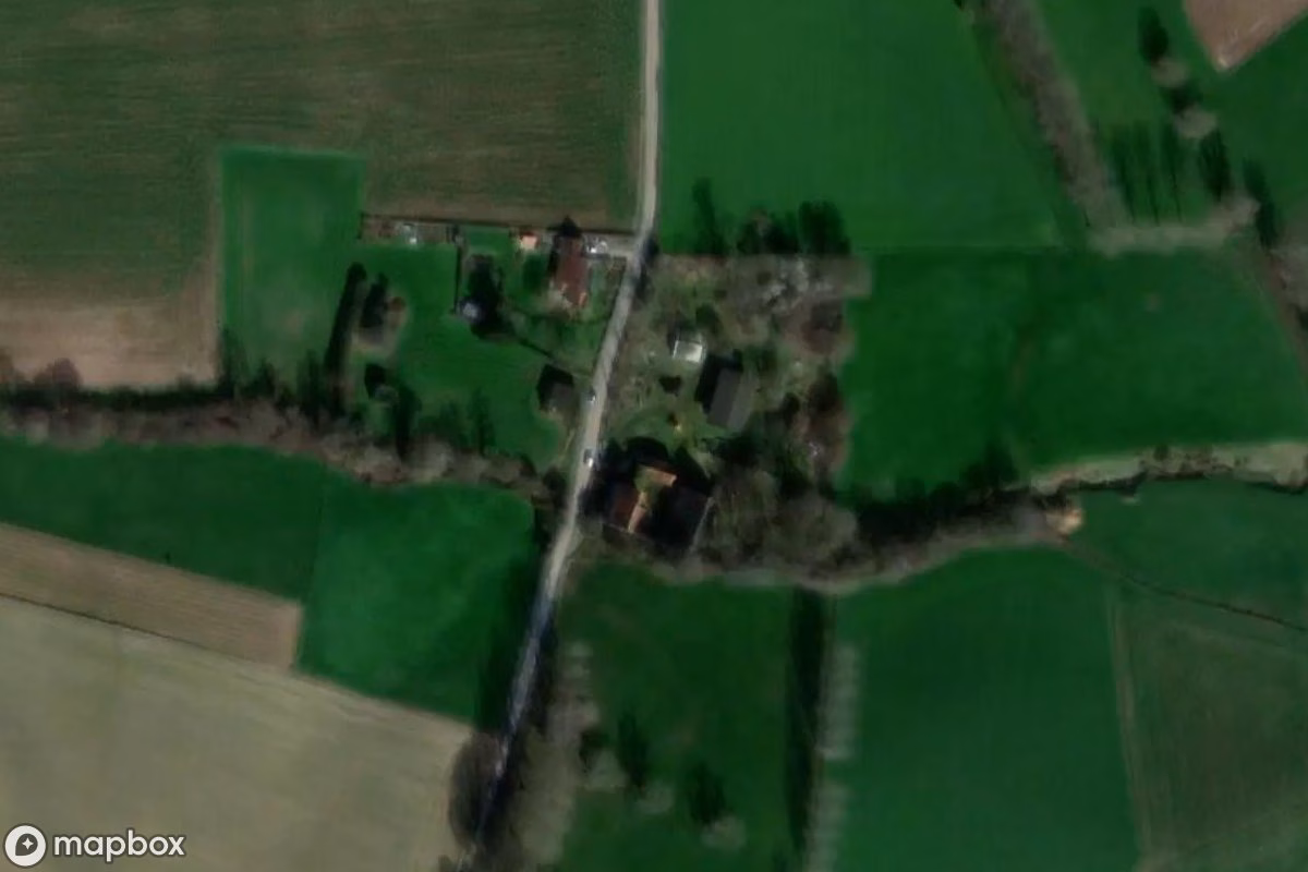 Aerial satellite view of Hof, an abandoned Farm in Écaussinnes, Belgium