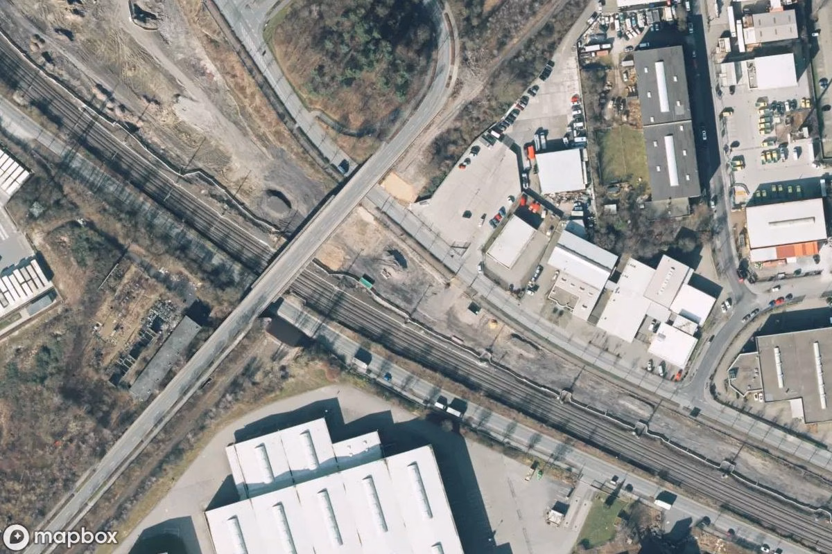 Aerial satellite view of Stellwerk, an abandoned Factory in Dortmund, Germany