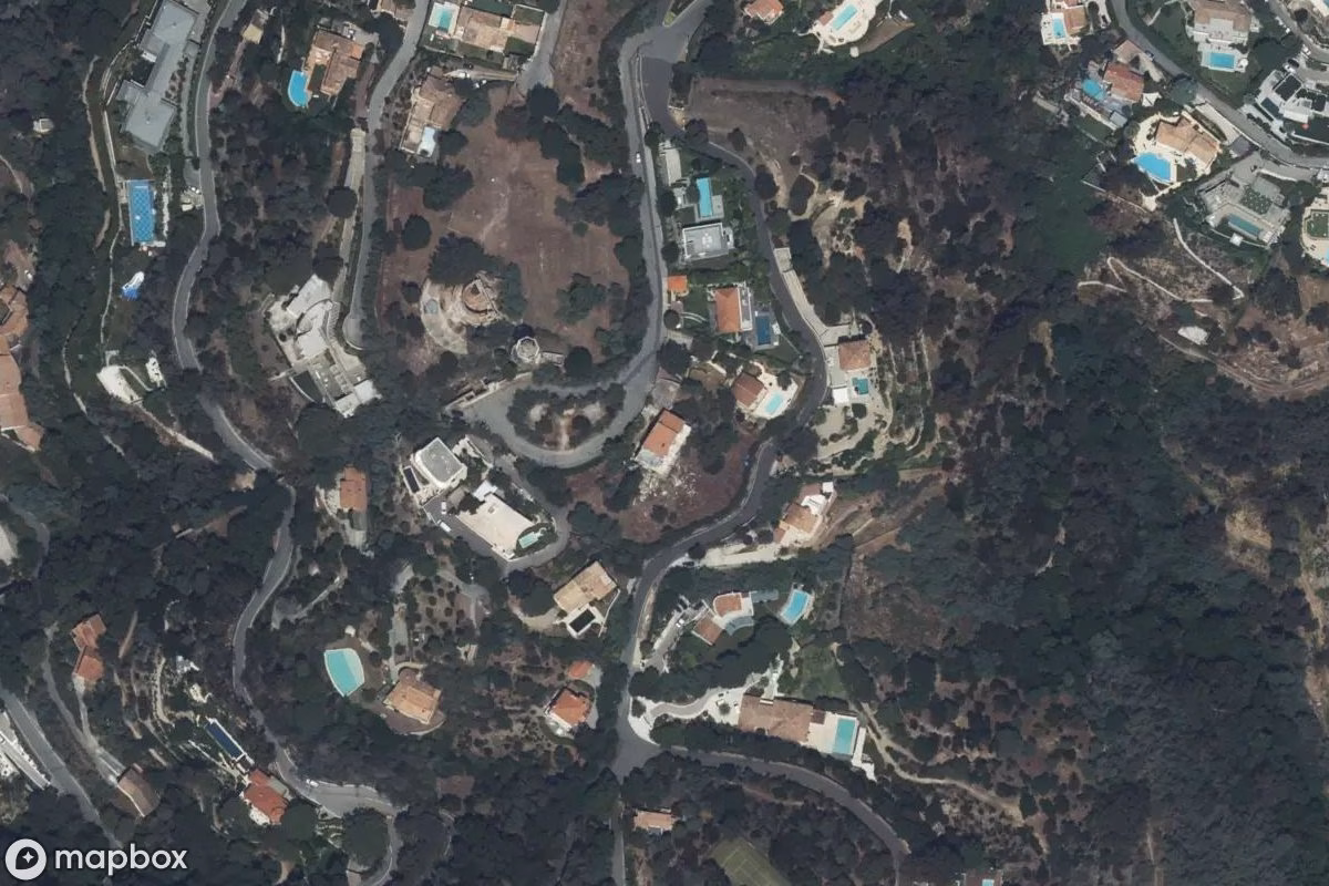 Aerial satellite view of Maison Belle Vue, an abandoned Residence in Cannes, France