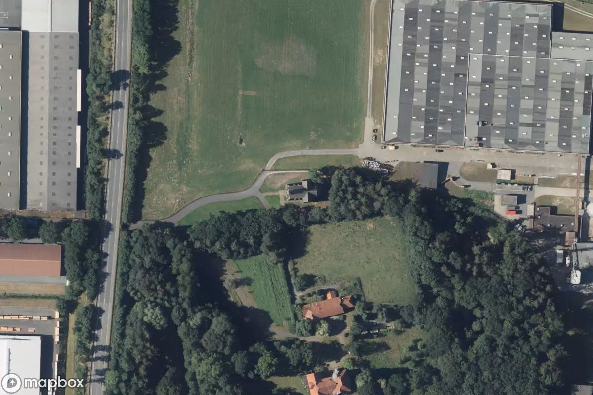 Aerial satellite view of Kirche, an abandoned Church in Warendorf, Germany