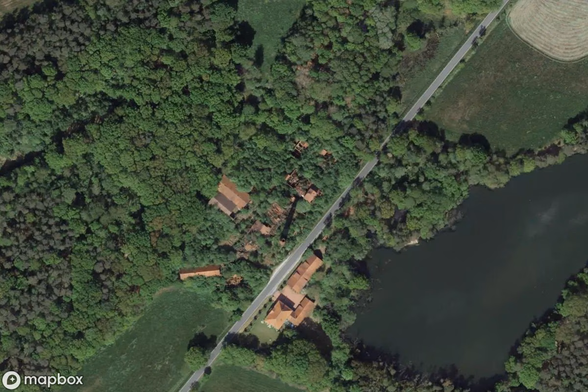 Satelitní letecký pohled na Ziegelei, opuštěné Továrna v Stemwede, Německo