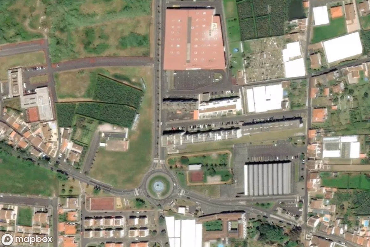 Aerial satellite view of Ruine, an abandoned Ruin in Vila Franca do Campo, Portugal