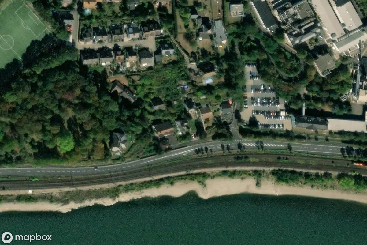 Aerial satellite view of Bordell, an abandoned  in Neuwied, Germany