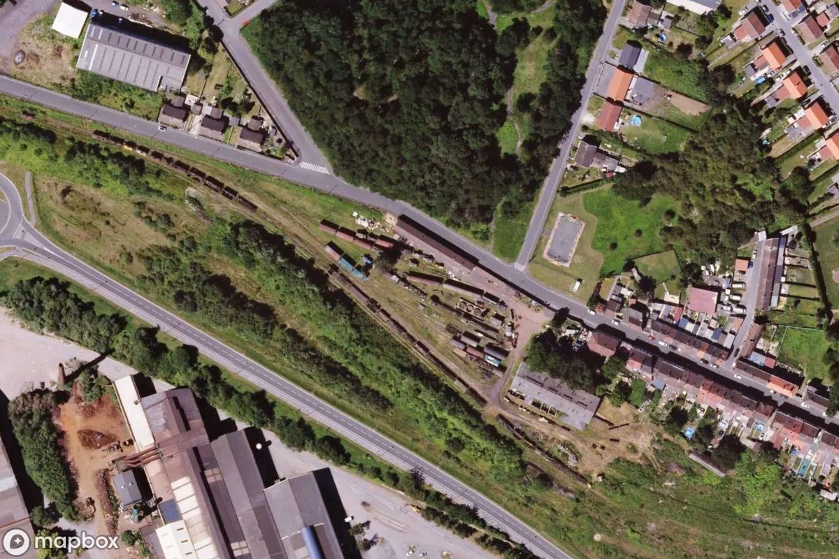 Aerial satellite view of Turenne Trains, an abandoned  in Denain, France