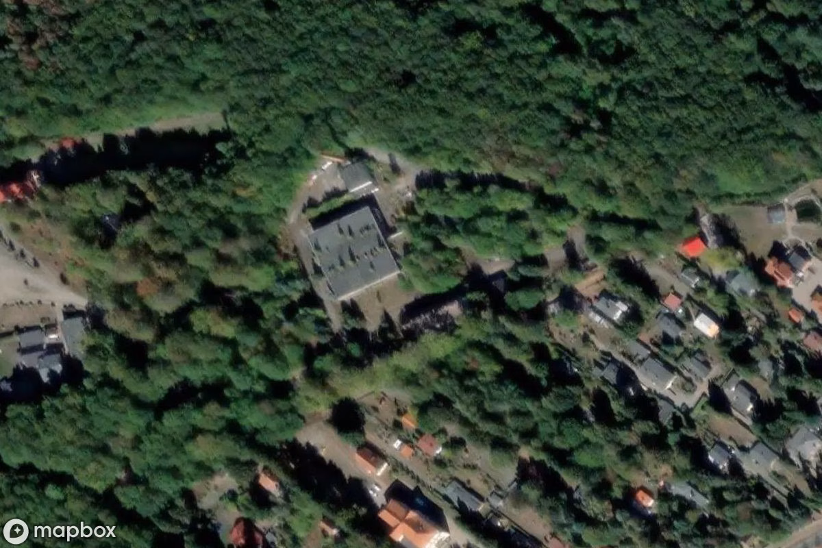 Aerial satellite view of Ferienlager, an abandoned  in Thale, Germany