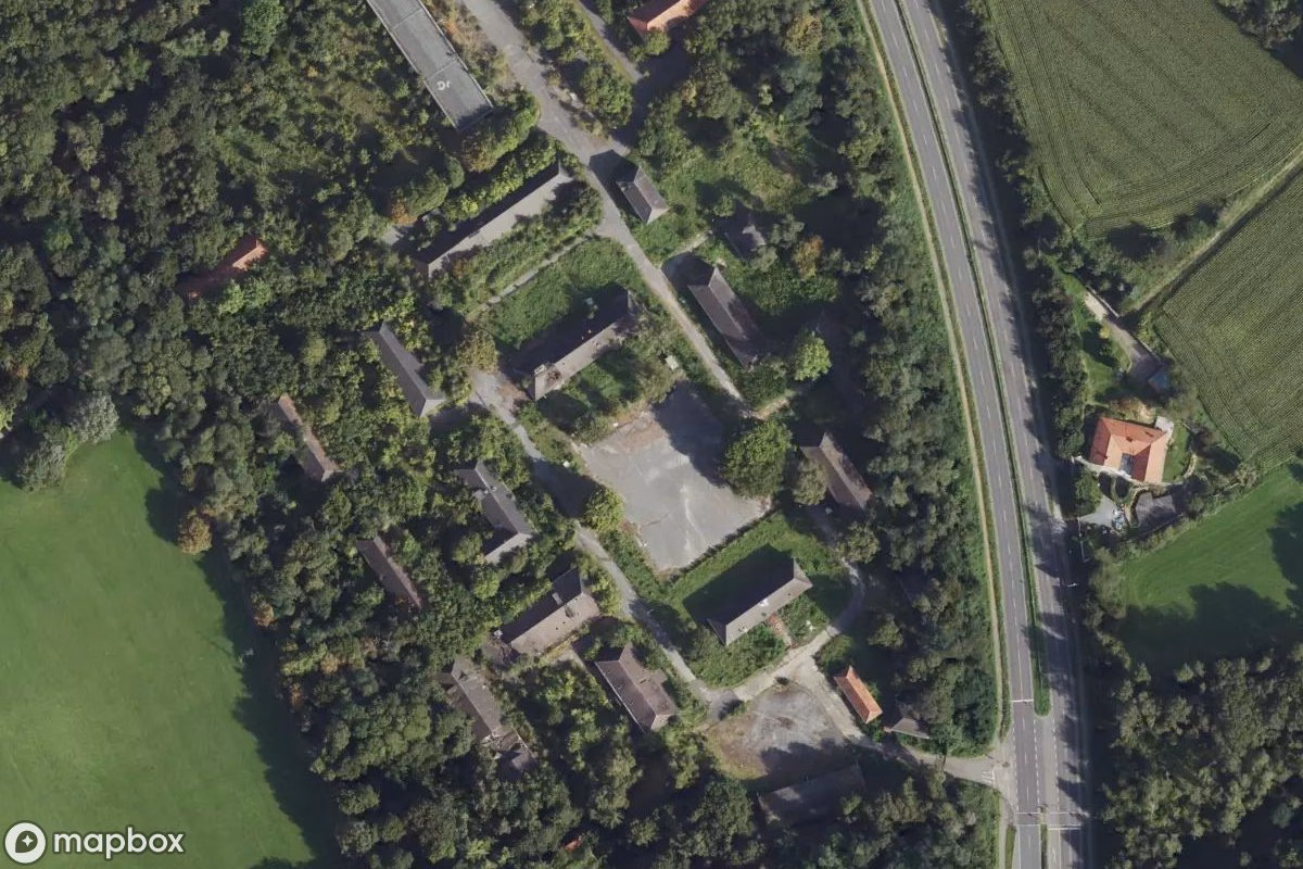 Satellietbeeld vanuit de lucht van Kaserne, een verlaten Militair terrein in Mönchengladbach, Duitsland