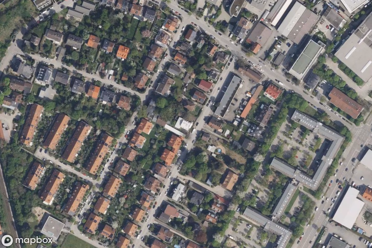 Satellitbillede set fra luften af Haus, et forladt  i Munich, Tyskland