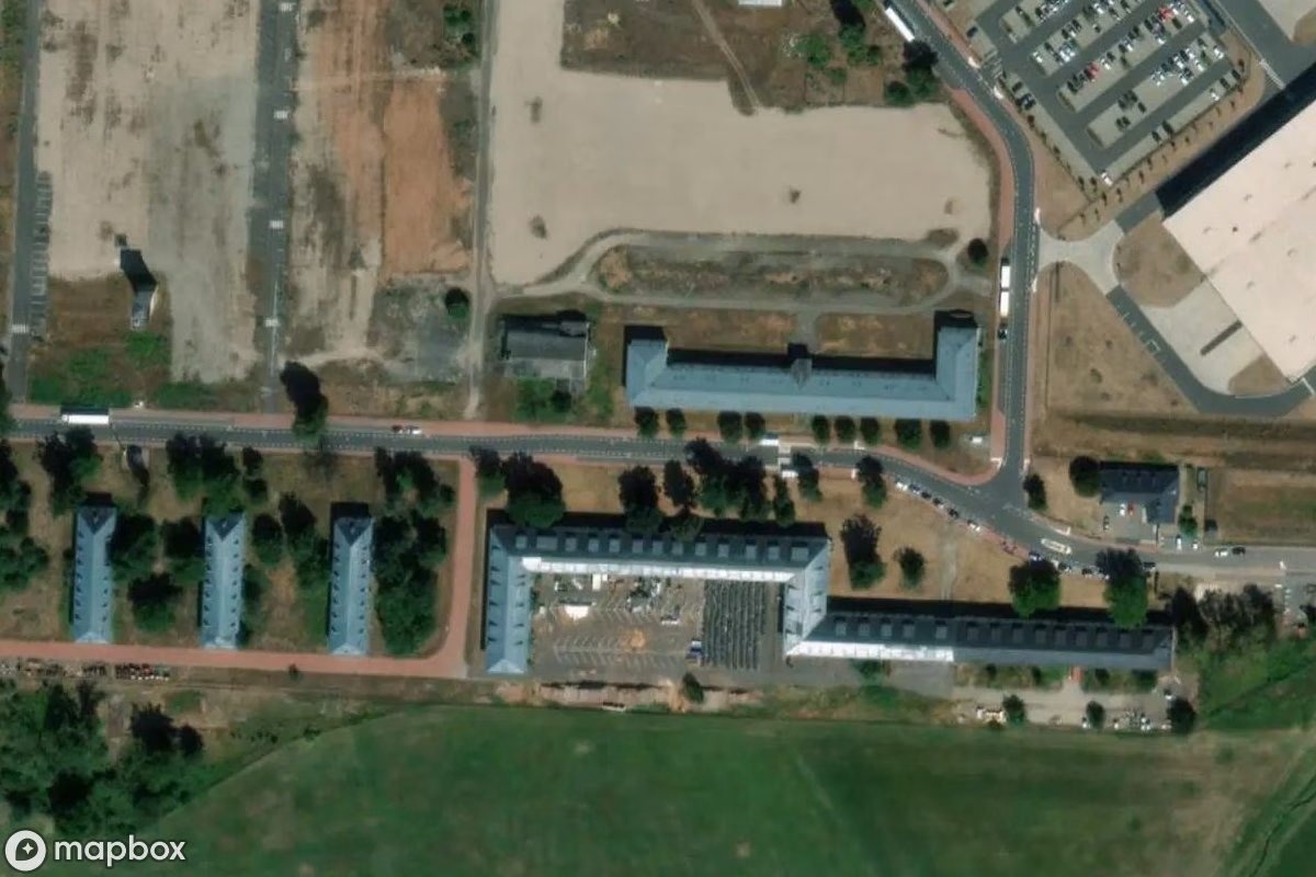 Aerial satellite view of Fliegerhorst, an abandoned Military Site in Langendiebach, Germany