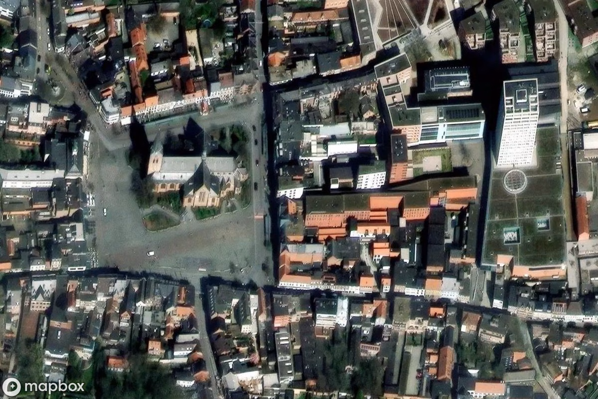 Aerial satellite view of Theater Bizarre, an abandoned Theater in Turnhout, Belgium