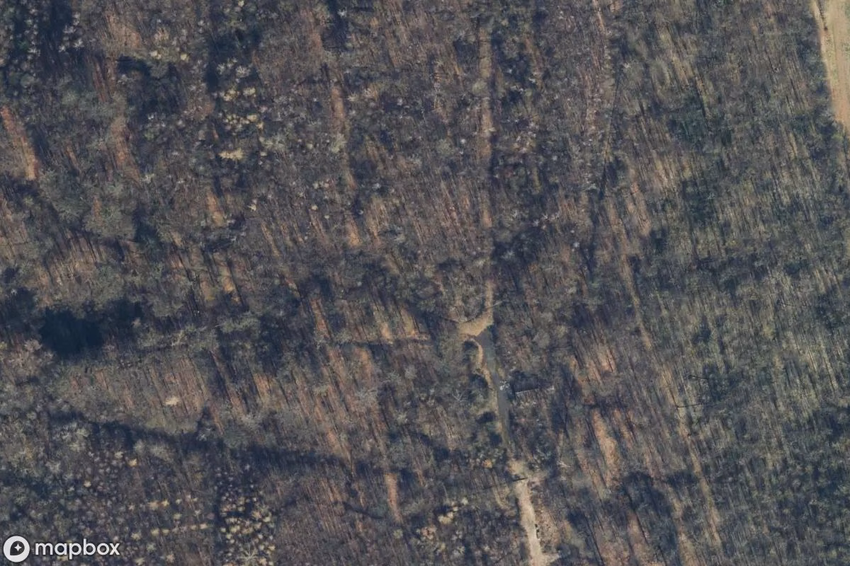 Aerial satellite view of Muna, an abandoned Military Site in Bovenden, Germany