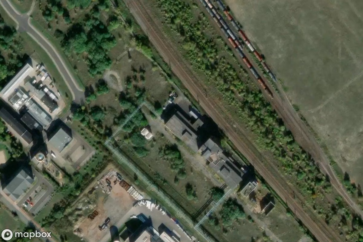 Satelitní letecký pohled na Fabrik, opuštěné Továrna v Bitterfeld-Wolfen, Německo