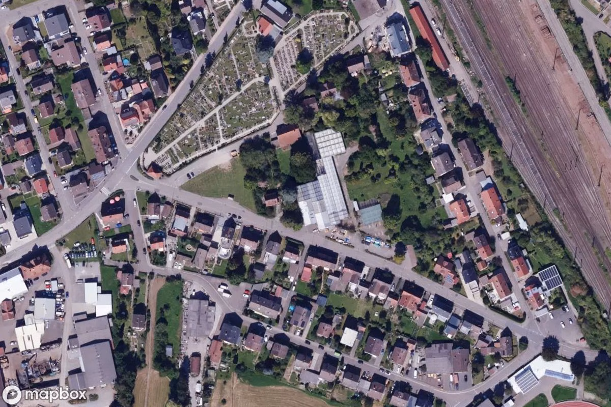 Műholdas légi felvétel Gärtnerei helyszínről, egy elhagyatott Tanya itt: Mosbach, Németország