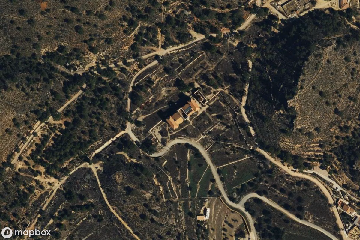 Aerial satellite view of Sanatorium Aigües, an abandoned in Aigües, Spain