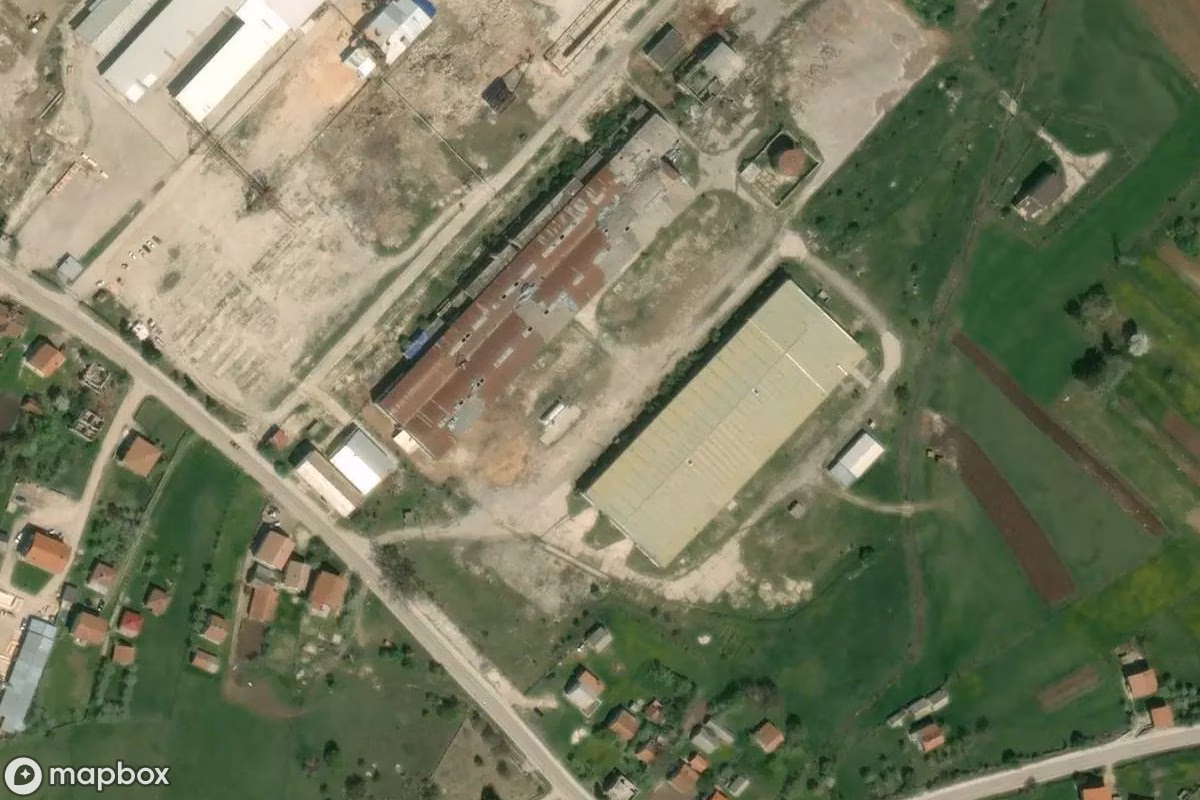 Aerial satellite view of Lost Place, an abandoned  in Hasići, Bosnia and Herzegovina
