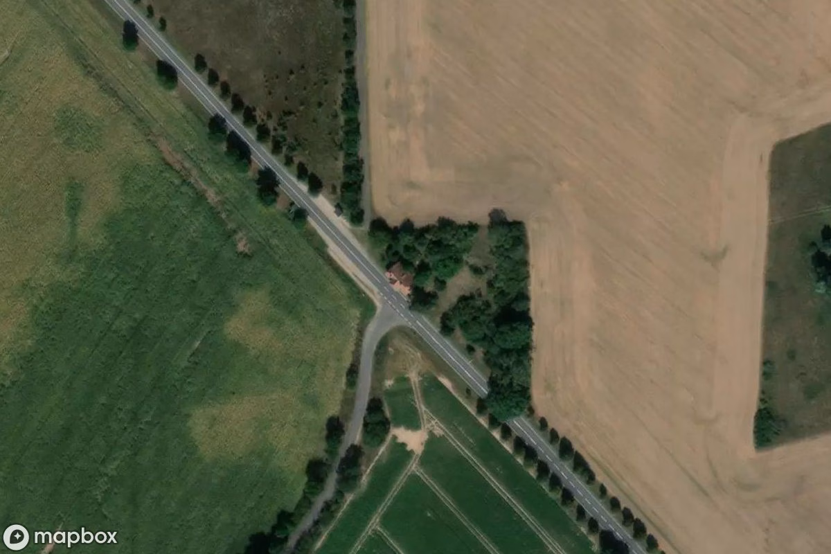 Aerial satellite view of Hof, an abandoned Farm in Grabow, Germany