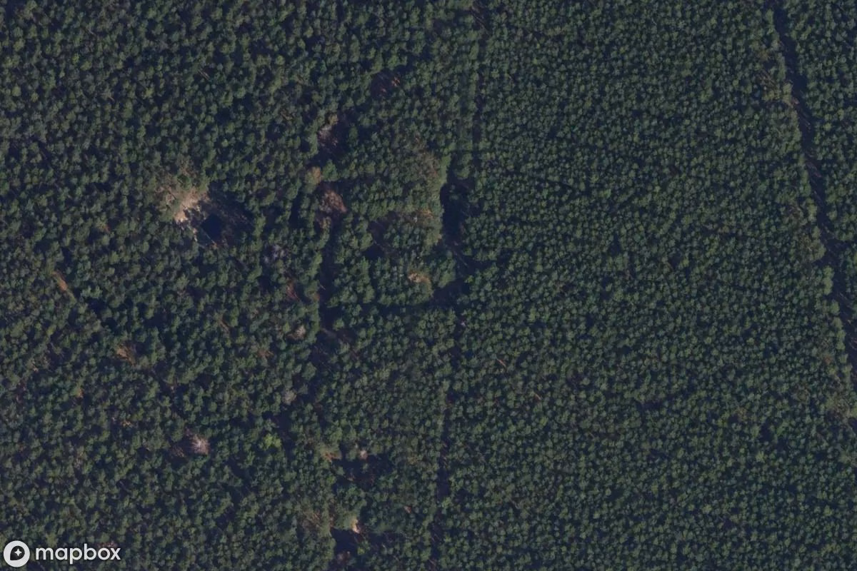 Satellittbilde fra luften av Bunker, et forlatt Bunker i Drebkau, Tyskland