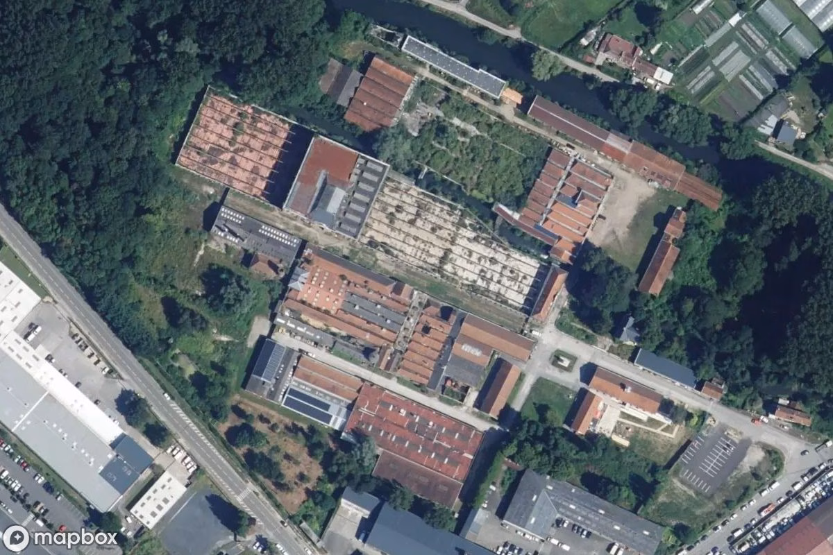 Satelitarny widok z lotu ptaka Fabrik Melting Pot, opuszczone Fabryka w Amiens, Francja