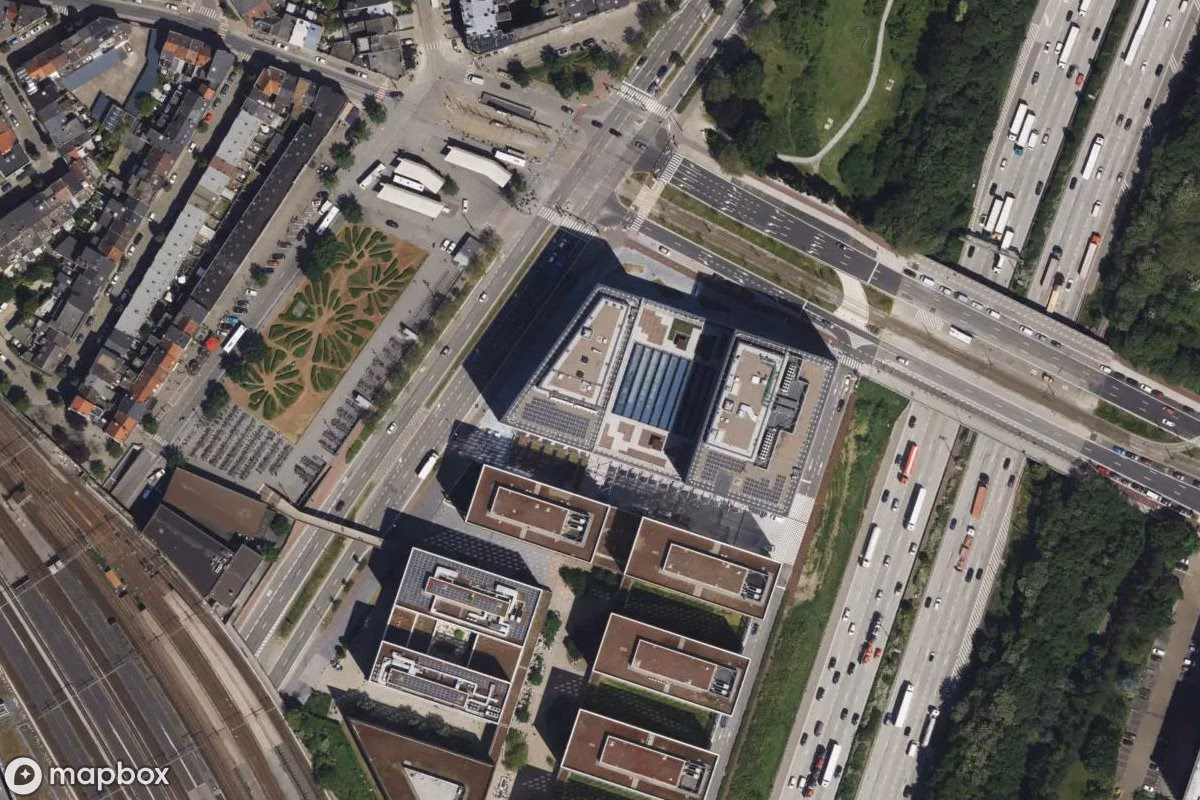 Satellietbeeld vanuit de lucht van Lost Place, een verlaten  in Antwerp, België